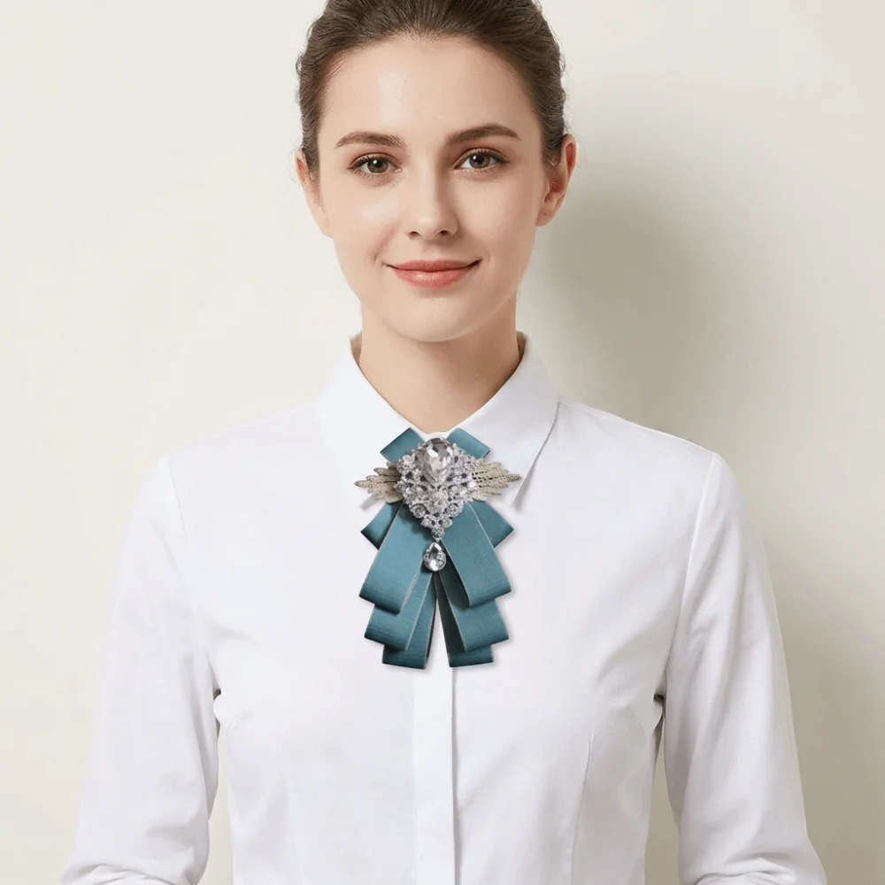 Solid Color Rhinestone Collar Flower Adjustable Bowtie Gentleman's Bow Tie British Style Neck Decoration Men's Suit Accessory