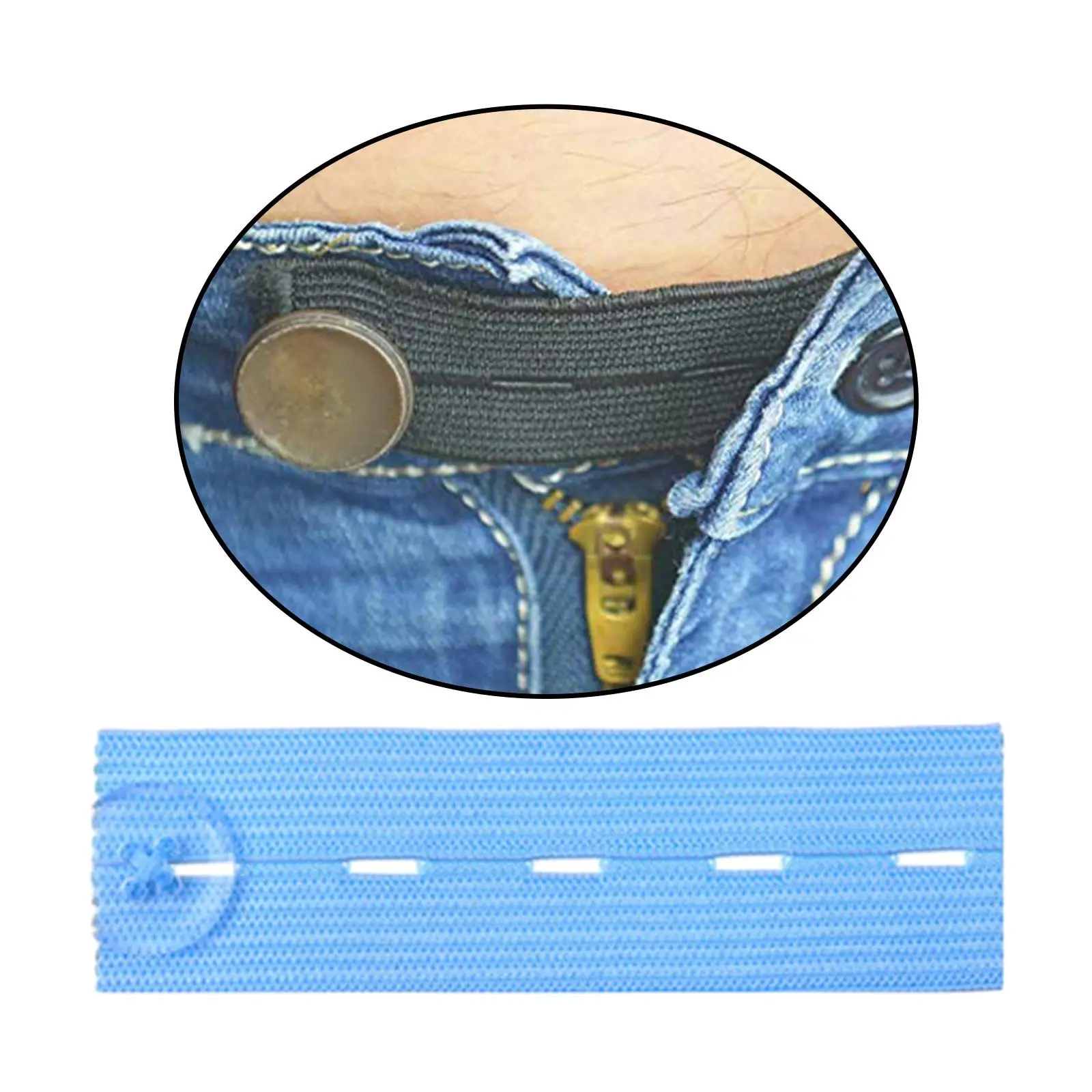Elastic Waist Extender Button for Jeans Trousers Adjustable No Sew Pants Waistband Stretchy Fastener Men Women Comfort Fit