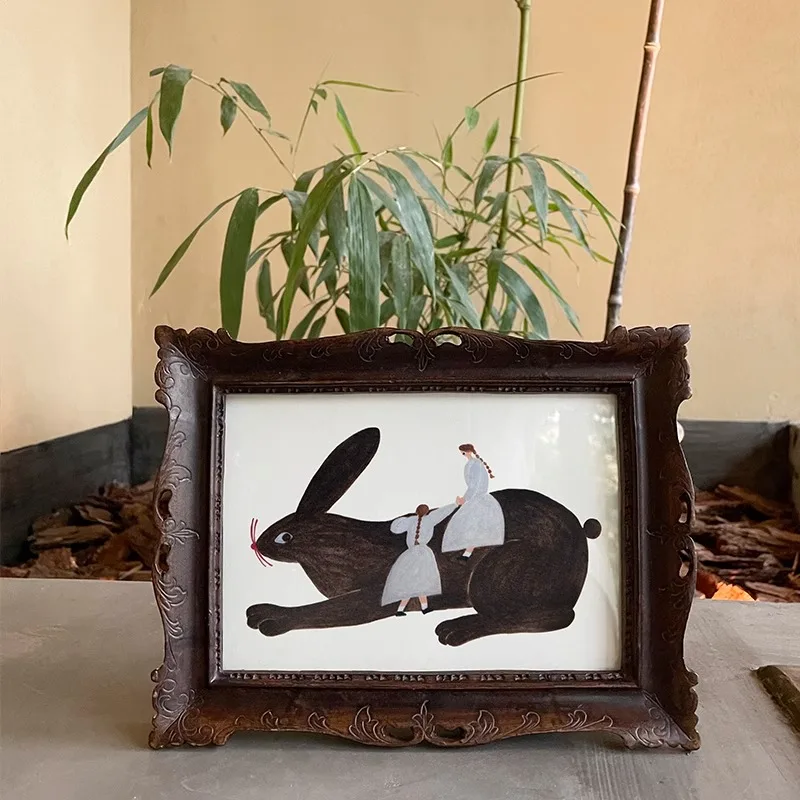 

Handmade decorative painting engraved hanging painting illustration porch ornament relief photo frame table gift