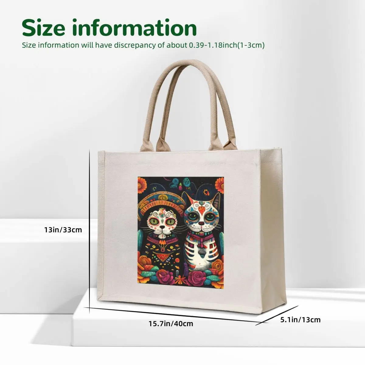 Cats on Day of the Dead, Dia de Los Muertos Tote Bag ecological bags hand bag ladies Cloth bag Women's shopper
