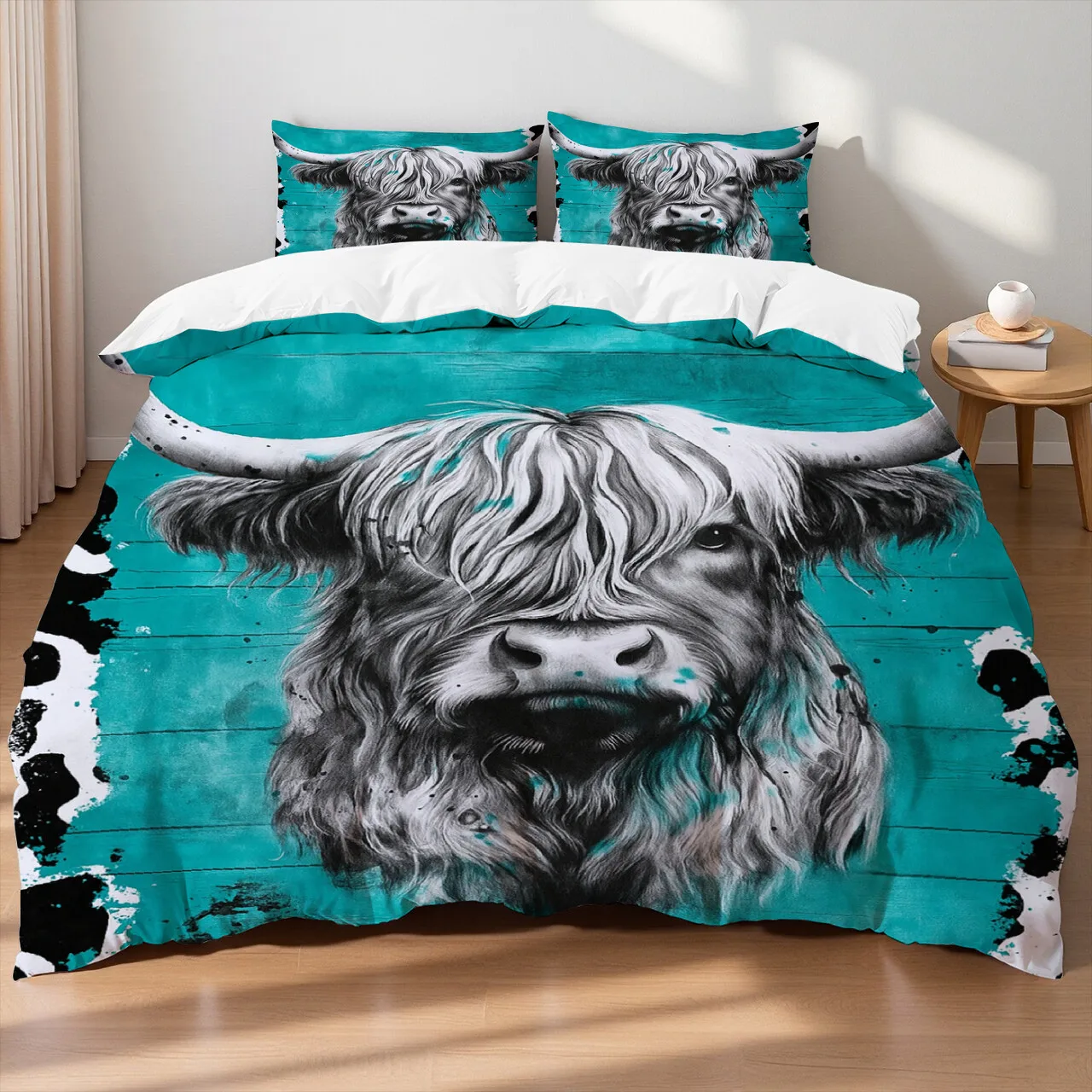 

Elephant & Highland Cow Style Digital Printing Cotton Fabric Bedding Set Duvet Cover Linen Fitted Sheet Pillowcases Home Textile