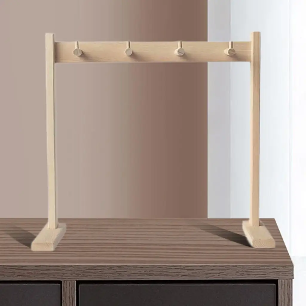 Chime Stand Holds 4 Chimes Wood Easy Assembly Gong Stand Display Rack Chime Holder for Yoga Meditation Tea Room Tabletop Bedroom