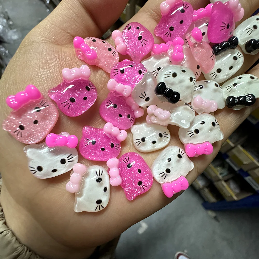 30/50PCS Mixed Sanrio Cartoon Nagel Charms Bobbi rot Hallo Kitty Kopf Nagel Tipps Dekor Kawaii Harz Y2k DIY Nagel kunst Zubehör # ^