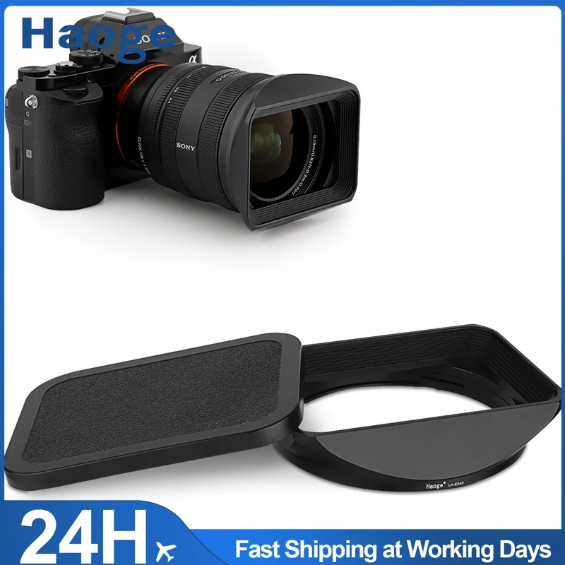 Haoge LH-E245 Bagnet Square Metal Lens Hood Shade z nakrętką do obiektywu Sony FE 24-50mm F2.8 G SEL2450G