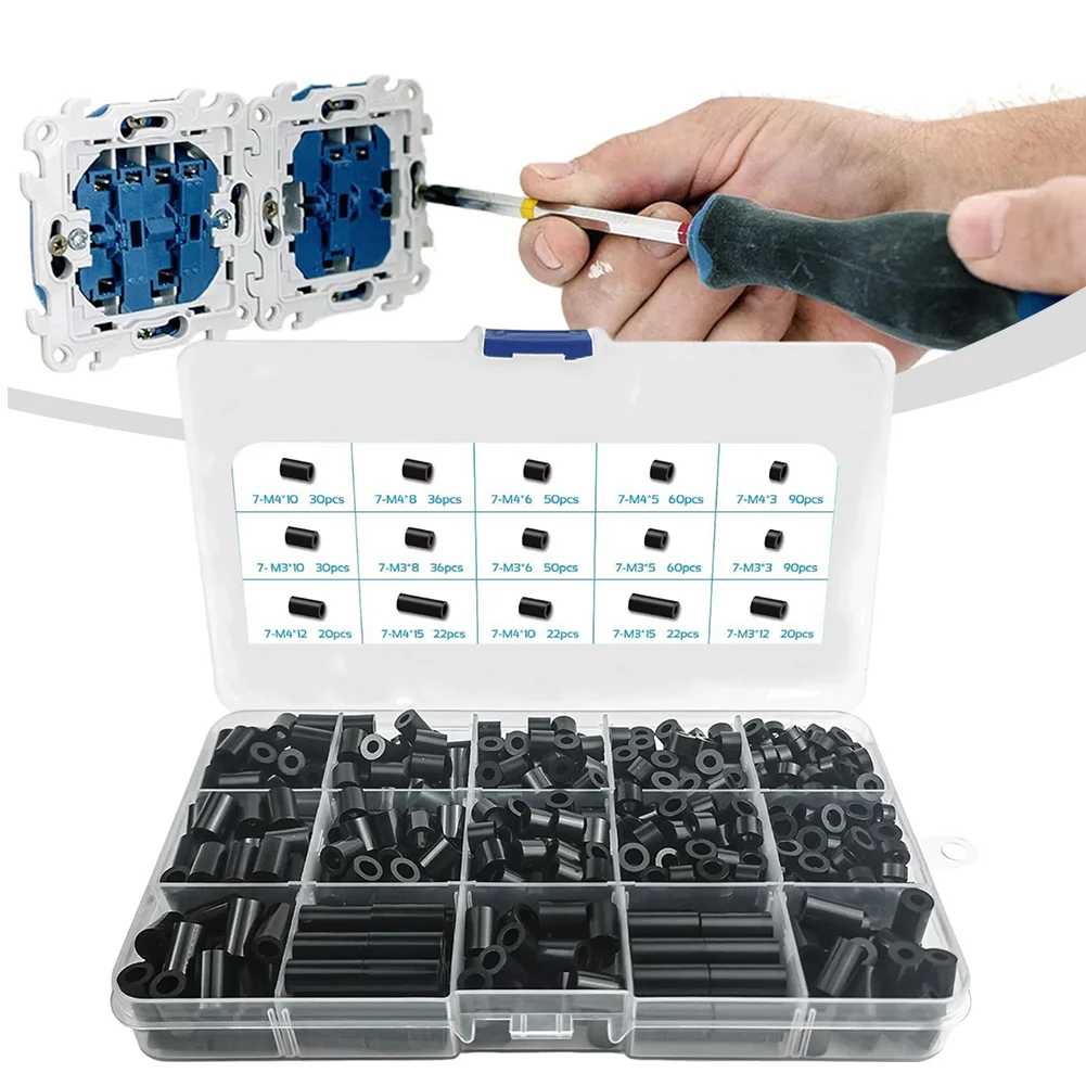 638Pcs Boxed Lectrical Outlet ABS Spacers And Washers Assortment Kit Without Threaded Household Hardware Accessories