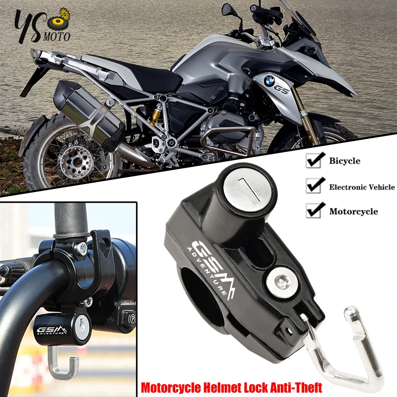 For BMW R1200GS R1250GS R 1200 R 1250 GS LC Adventure Motorcycle Aluminum Helmet Pipe Clamp Hook Lock for Moto Anti Theft Fixin