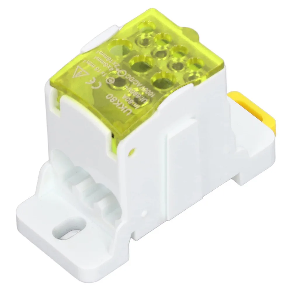 الملونة 690 فولت DIN السكك الحديدية صندوق التوزيع 80A أزرق أخضر أصفر محطة صندوق وصلات قواطع صندوق الأجهزة المنزلية