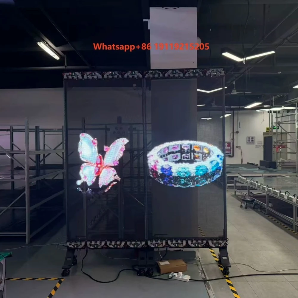 Double Sided Transparent Holographic Invisible LED Screen Advertising for Store Window Both Sides Visible See Through 80%