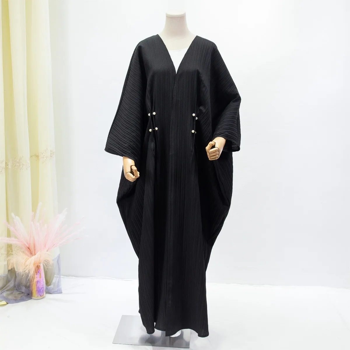 Muslim Open Front Abaya Long Sleeve Modest Outwear Kaftan Women Jilbabs Loose Maxi Length Dress Cardigan Coat Women\'s Clothing