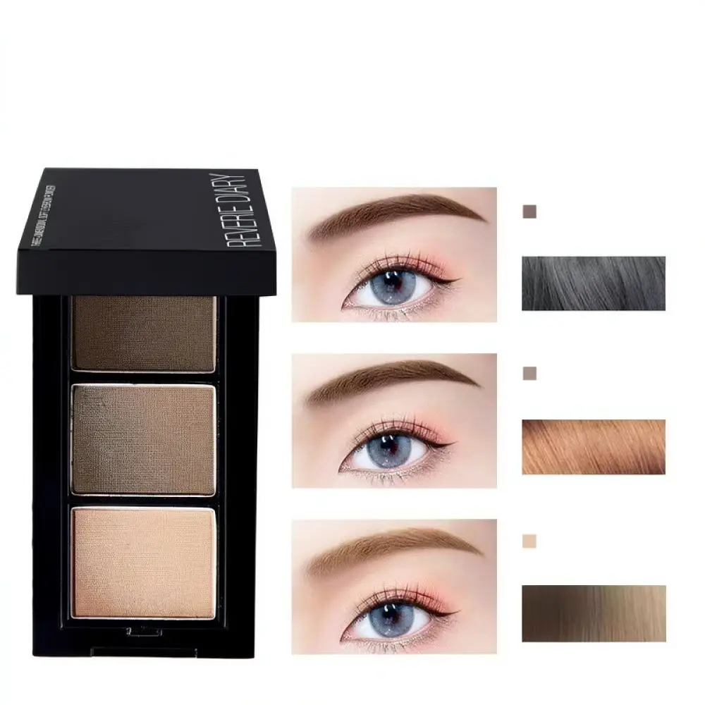 Natural Eyebrow Powder Palette 3 Shades Waterproof Sweat Proof Long Wearing Brow Contouring Makeup Beauty Essentials