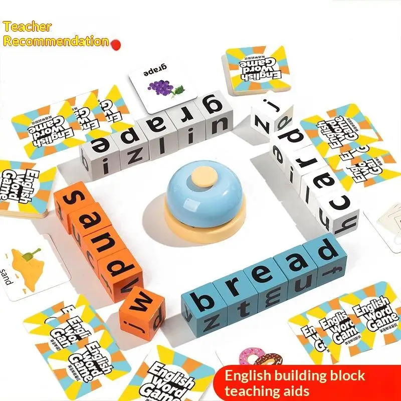 Spelling Cube Word Formation Game Flash Card Set Early Learning Toys for Kids Montessori English Educational Tool