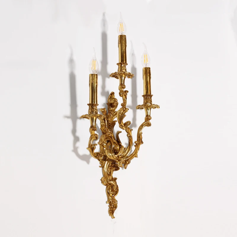 

Jewellerytop French Decorative Lighting Rococo Series Antique Brass Mural Lamp Candle Holder Wall Sconce Light