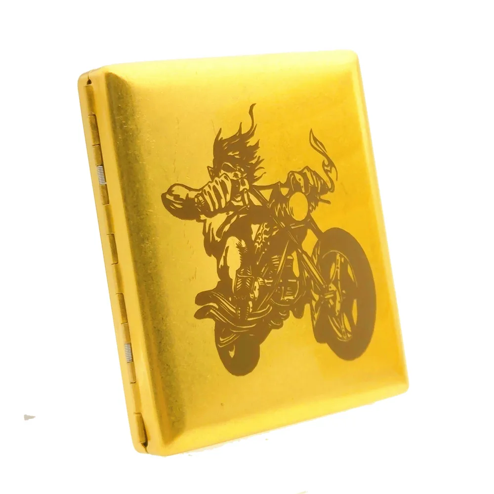 

Luxury Customizable Laser Engraved Motorcycle Rider 20 Brass Cigarette Case Copper Cigarette Box Smoking Gadget with Gift Boxes