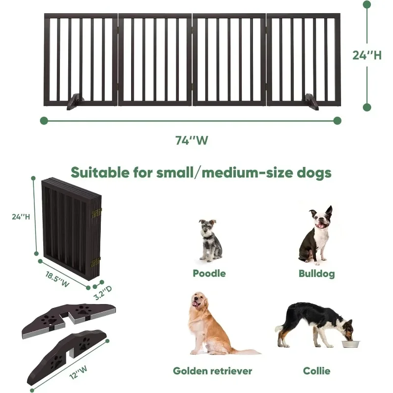 Dog Gate, Freestanding Dog Gates for Doorways, Foldable Dog Gate Indoor, Pet Gates for Doorways Bedroom, Puppy Gate