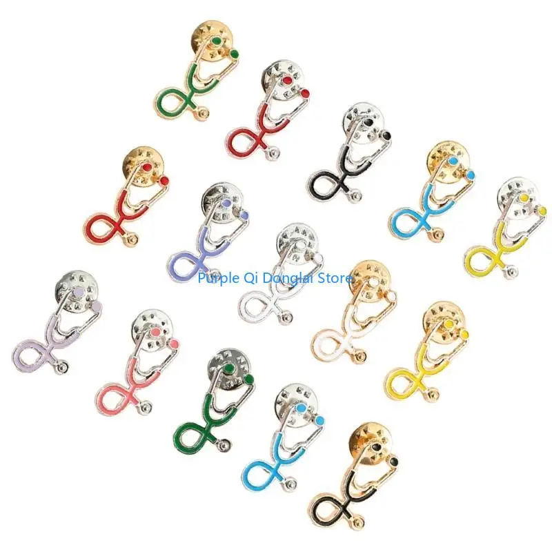 L21E 15pcs Stethoscope Pin Nurse Brooch Doctor Student Badges Jewelry Backpack Safety