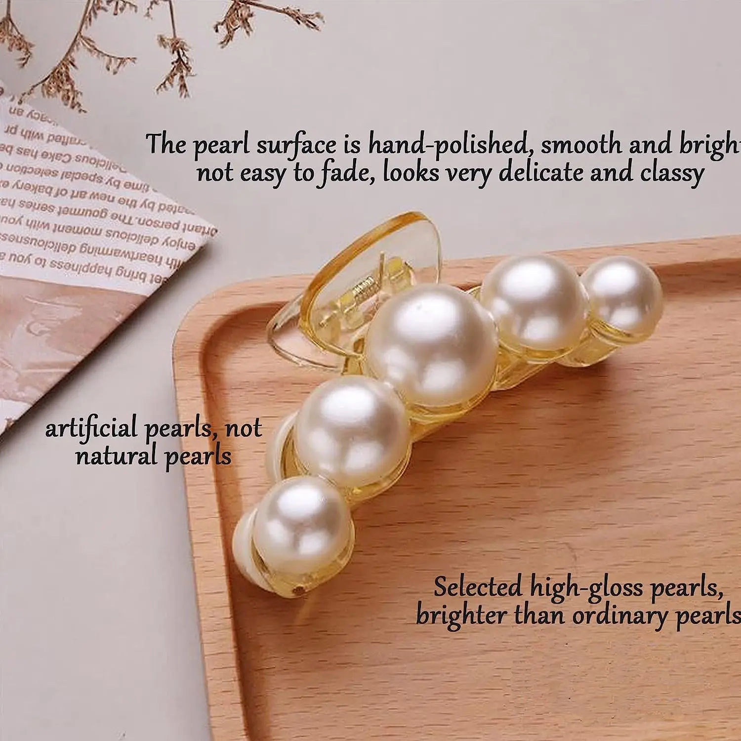 Elegant Big Pearl Hair Claws for Women Korean Acrylic Hair Clips Girls Large Size Barrette Shark Clip Fashion Hair Accessories