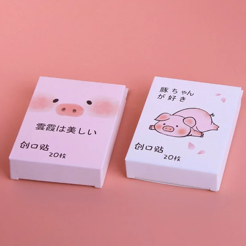 40pcs/2box Waterproof Bandages First Aid Hemostasis Band Stickers Cute Cartoon Animals Pig Plaster Wound Emergency Kit