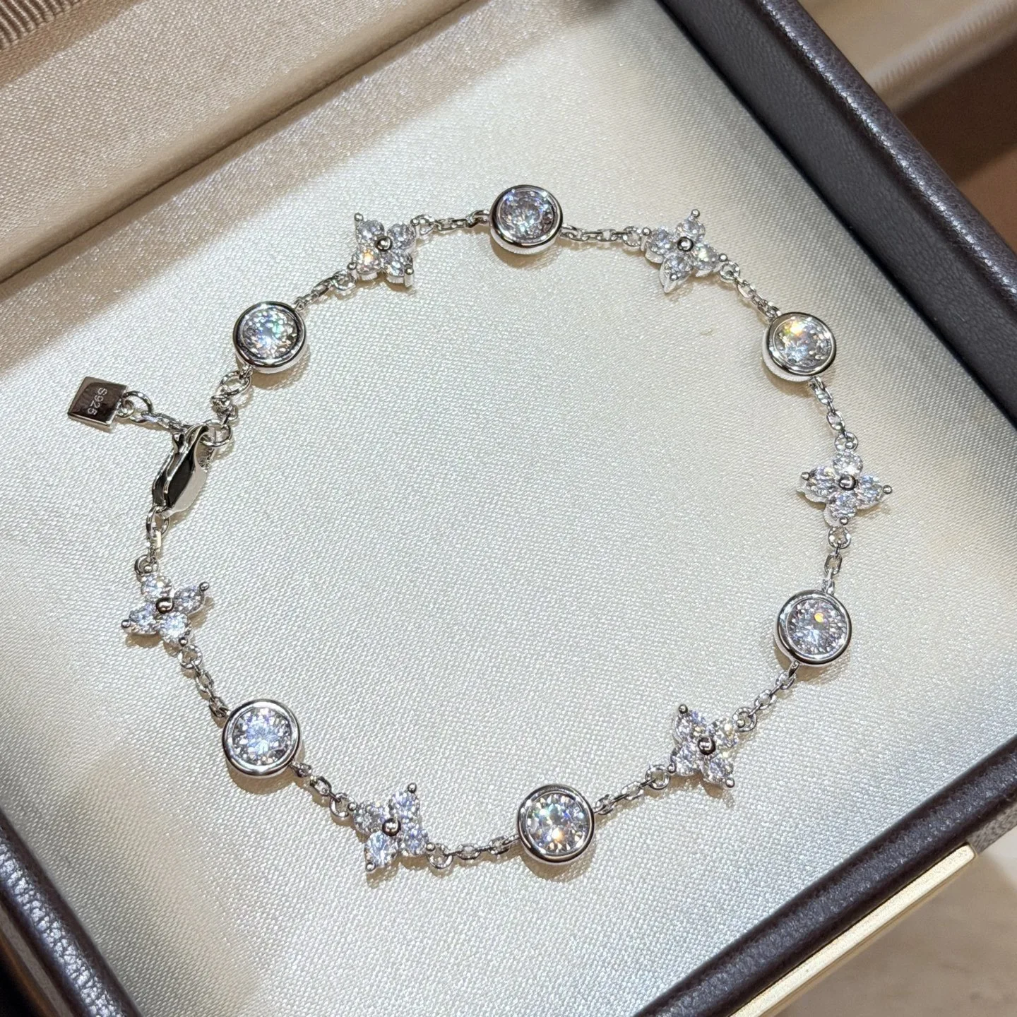 100% 925 Sterling Silver Pave 5A Zirconia Bubble Bracelet For Women Fine Jewelry Christmas Present