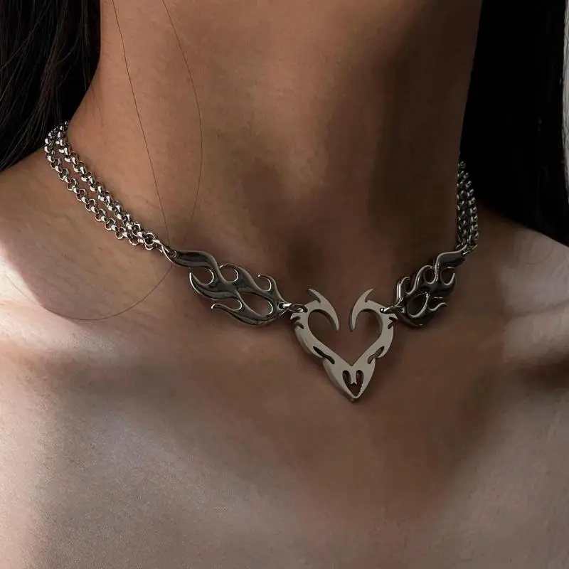 1Pc Titanium Steel Rivet Choker For Man Woman Punk Metal Collar Necklace Luxury Hip Hop Jewelry Street Unisex Accessories