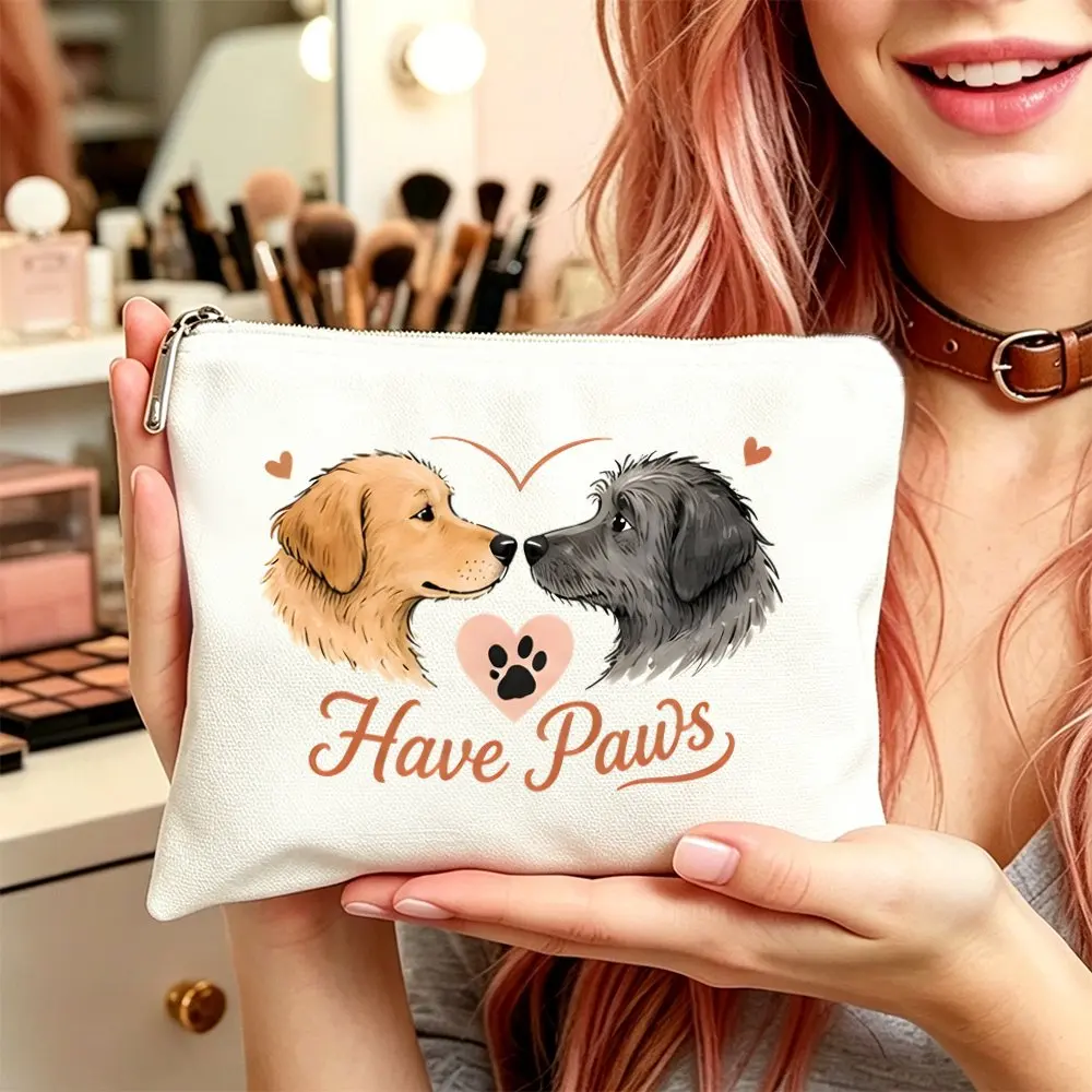 1pc Makeup Bag Cosmetic Bag and Toiletry Pouch Versatile Use Gift Bag for Women Paw Print Makeup Bags for Mom Daughters Friends