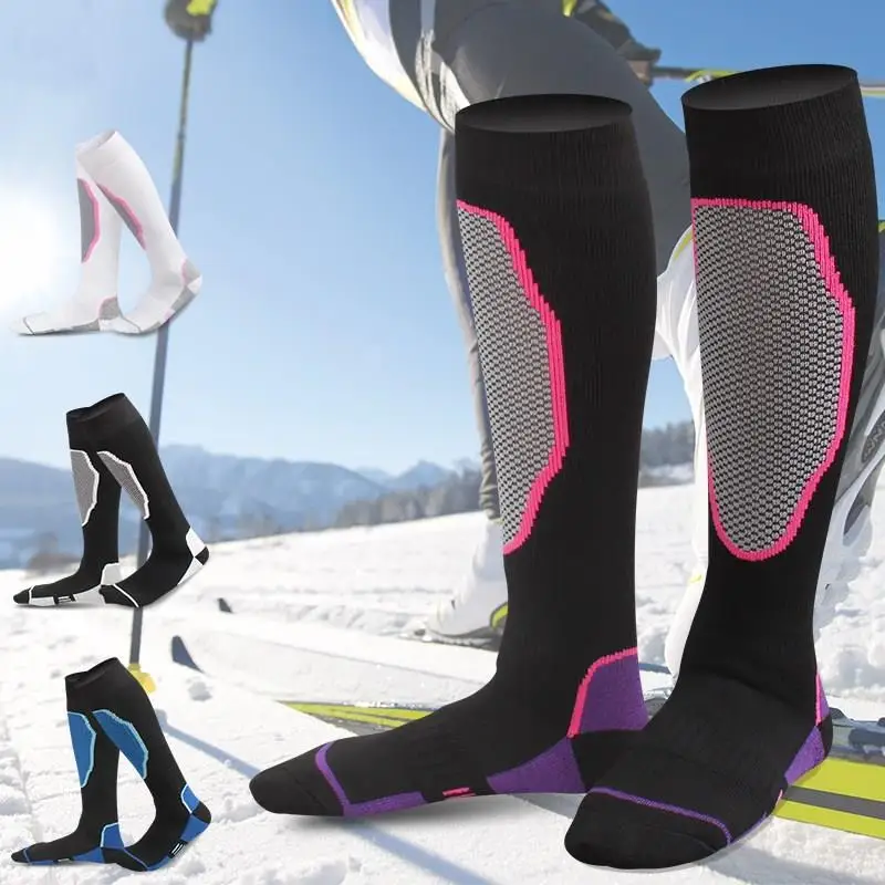 

1pair New Winter Warm Thickened Ski Socks Women Men Snow Hiking Socks High Elastic Sports Snowboard Cycling Soccer Socks