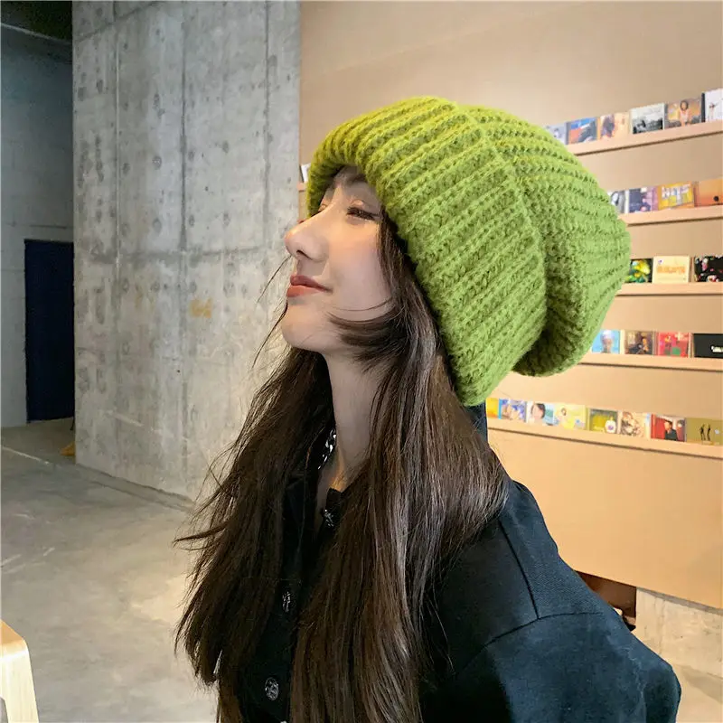 Winter Hats Woman Solid Loose Caps For Men Soft Woolen Beanie Knitted Streetwear Women\'s Hat Stretch Well Warm Couple Beaines