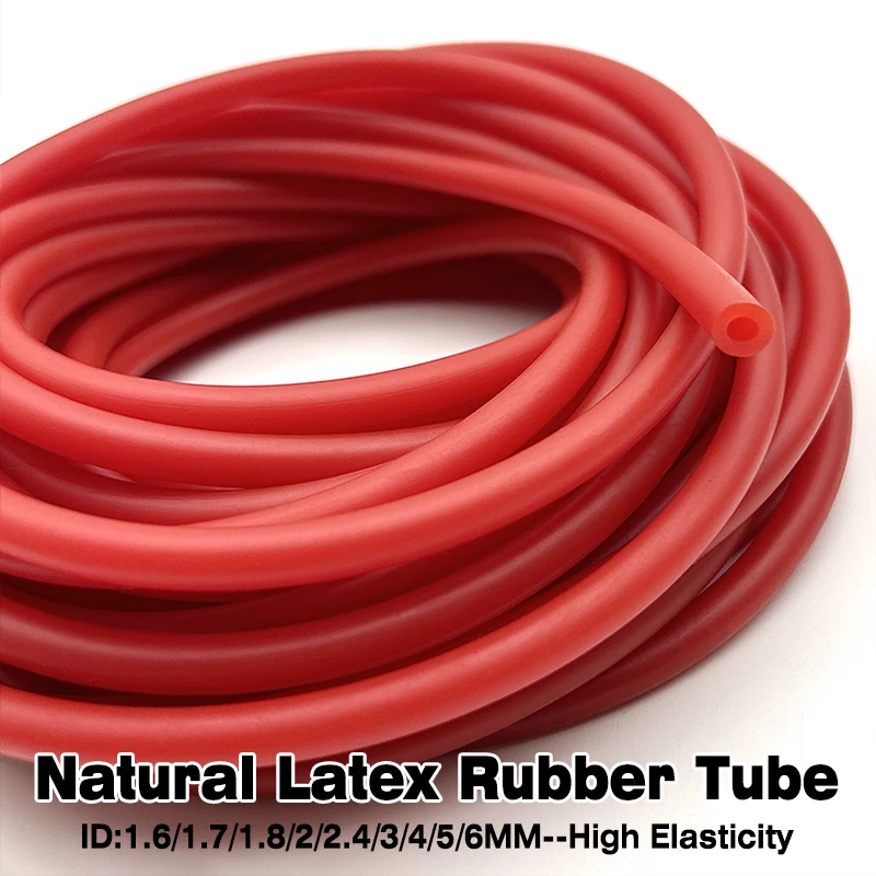 Red ID 1.6~6mm Natural Latex Rubber Tube High Elastic Stretchable Soft Hose Wear Resistant Flexible Rubber Hose for Laboratory