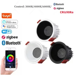 Led graffiti zigbee/bluetooth app inteligente incorporado anti brilho downlight 7w 85-265v holofote 15w iluminação doméstica inteligente