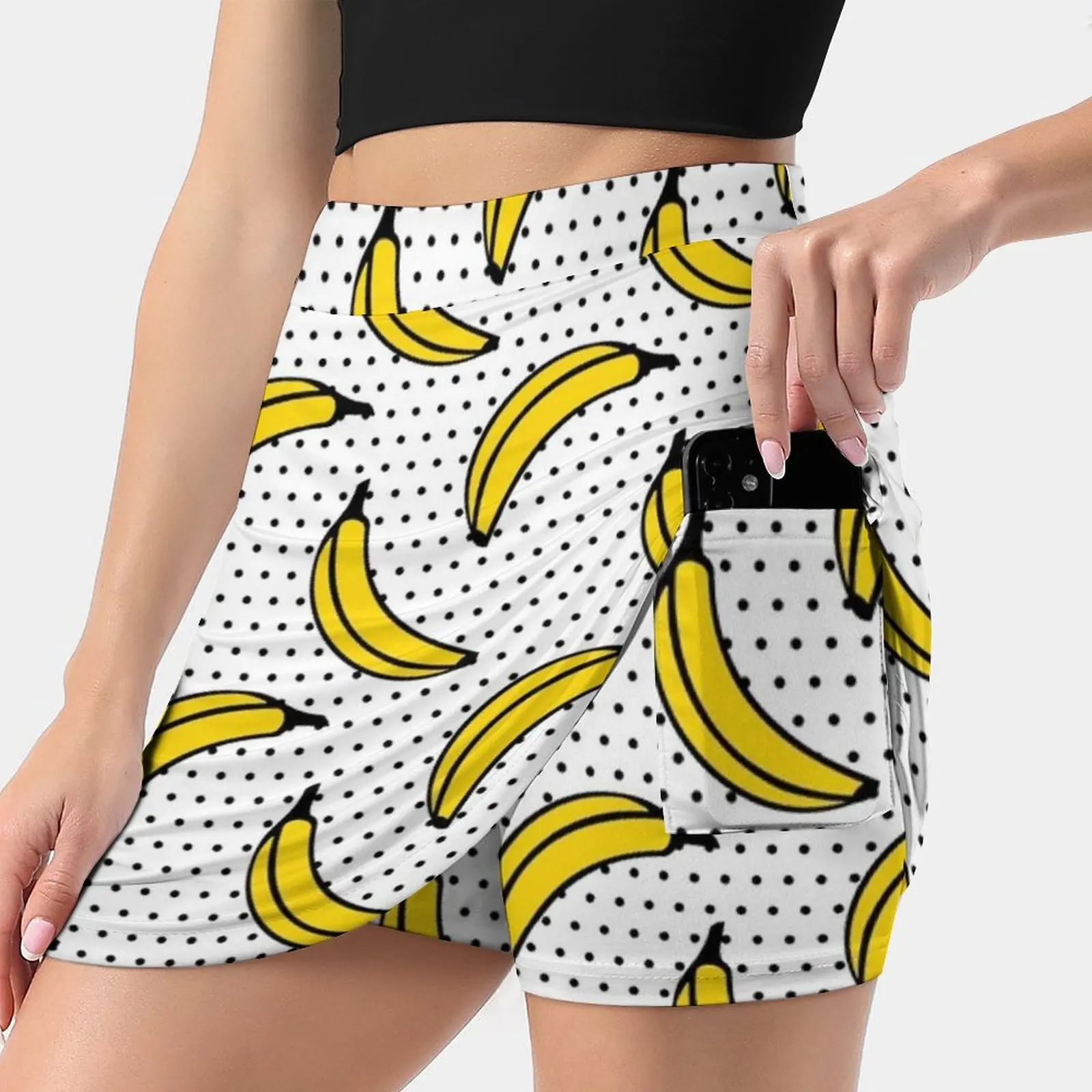 

Polka Dot Banana Print Skirts Woman Fashion 2022 Pant Skirt Mini Skirts Office Short Skirt Banana Banana Fruit Food Trend