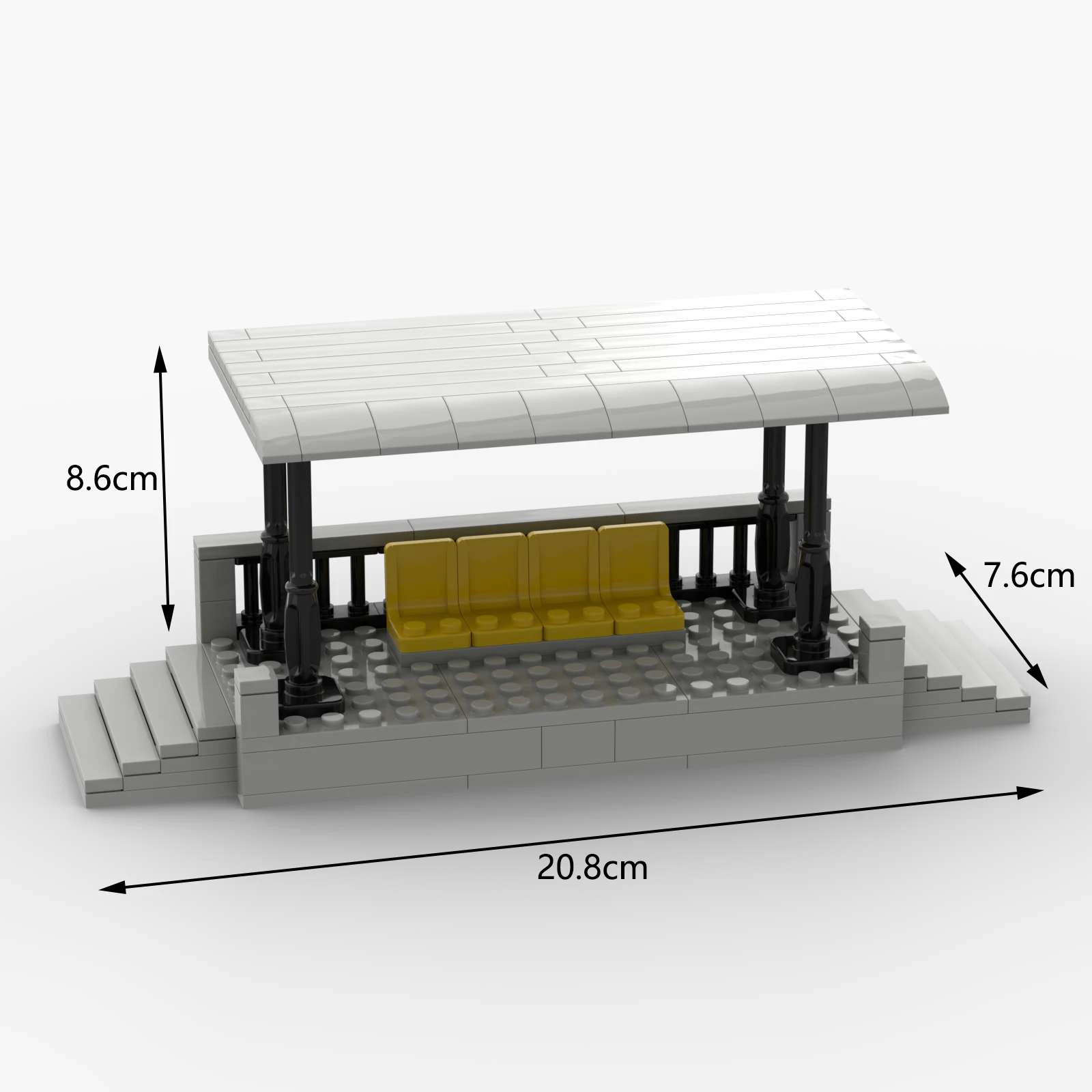 MOC Model Creative Train Railway Station Platform Building Blocks Bricks City Station Ornaments Toys for Children