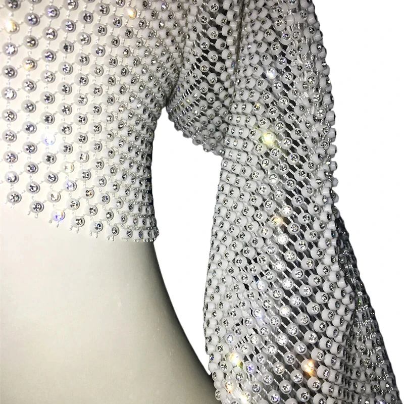 Damen Voll-Strass-Mesh-Kopftuch Funkelnder Kristall-Langschwanz-Kopfwickel Elastische Glitzernde Kopfbedeckung für Party, Club und Abendveranstaltungen – Detail 11