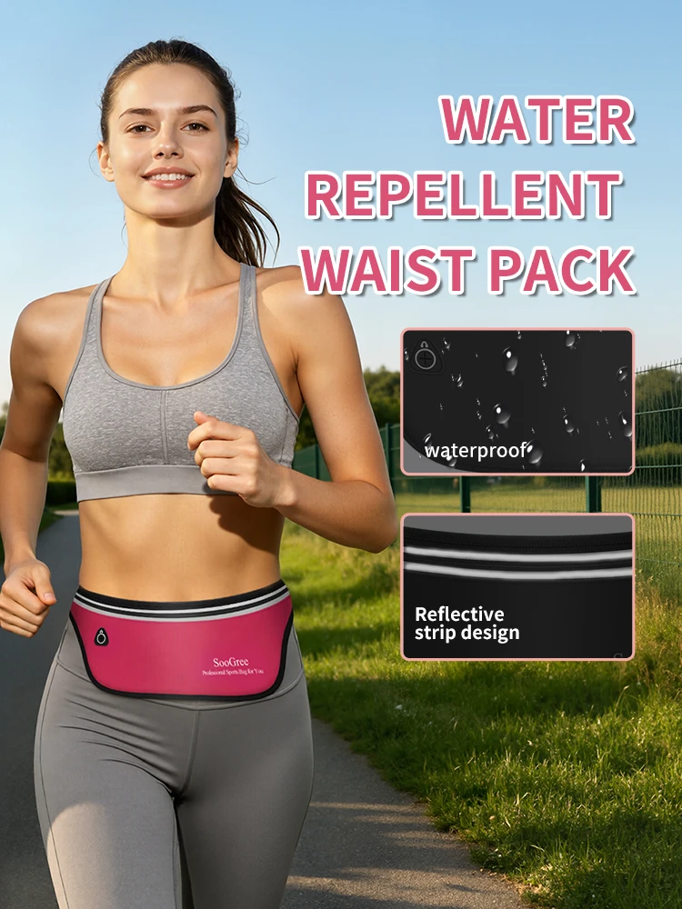 SooGree UltraSlim Fanny Packs for Women Men Slim Running Belt Waist Pack Runners Bag Waterproof Money Belt