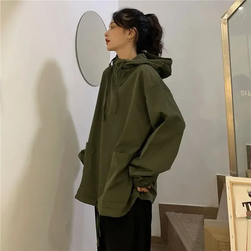 Coats Women Hooded Design Japan Style Pockets Lady All-match Harajuku High Street Thin BF Sun-proof Summer Hipster Casual Jacket