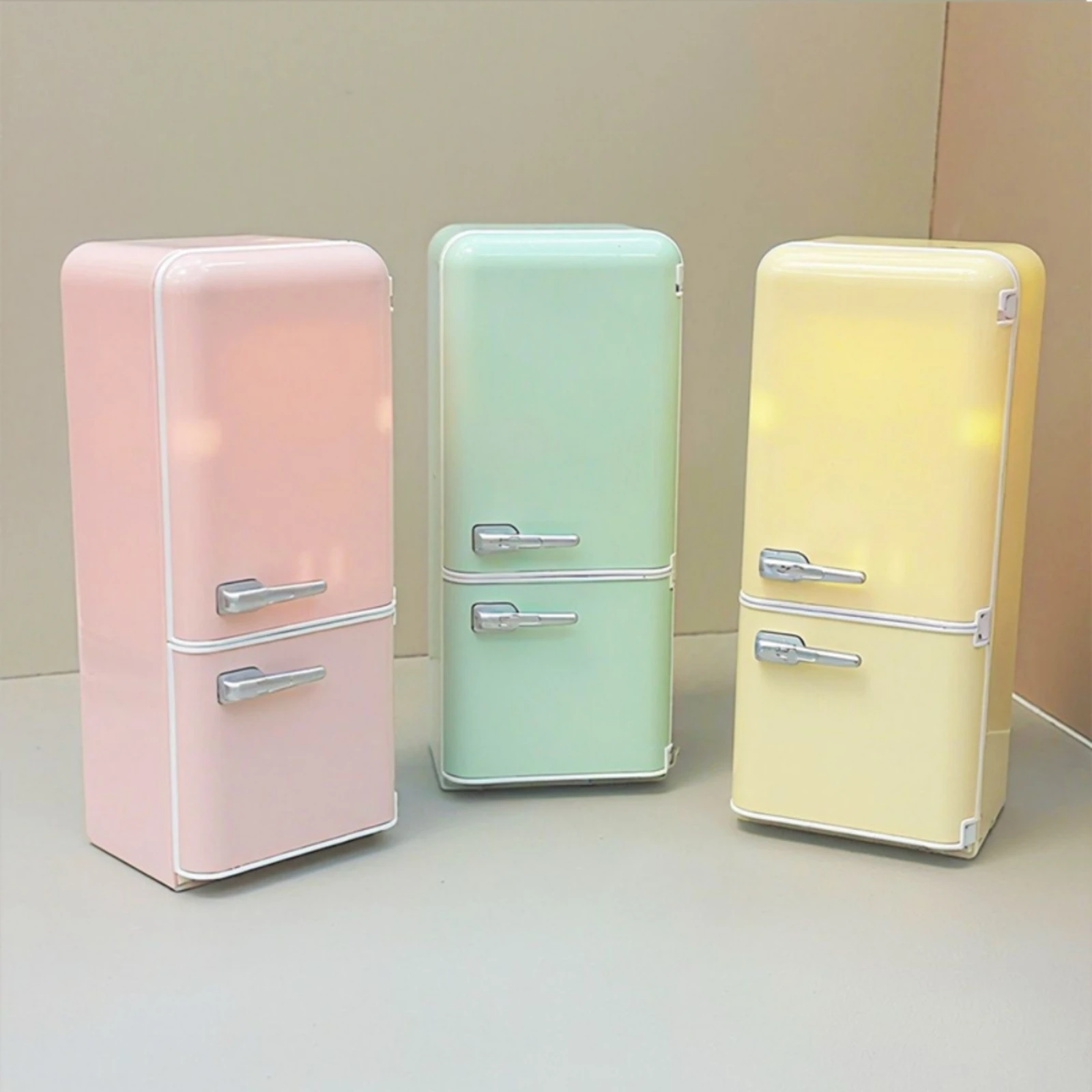 

Dollhouse Refrigerator Openable Door Miniature Refrigerator Dollhouse Fridge Silver Handles 1:12 Scale Fridge Realistic