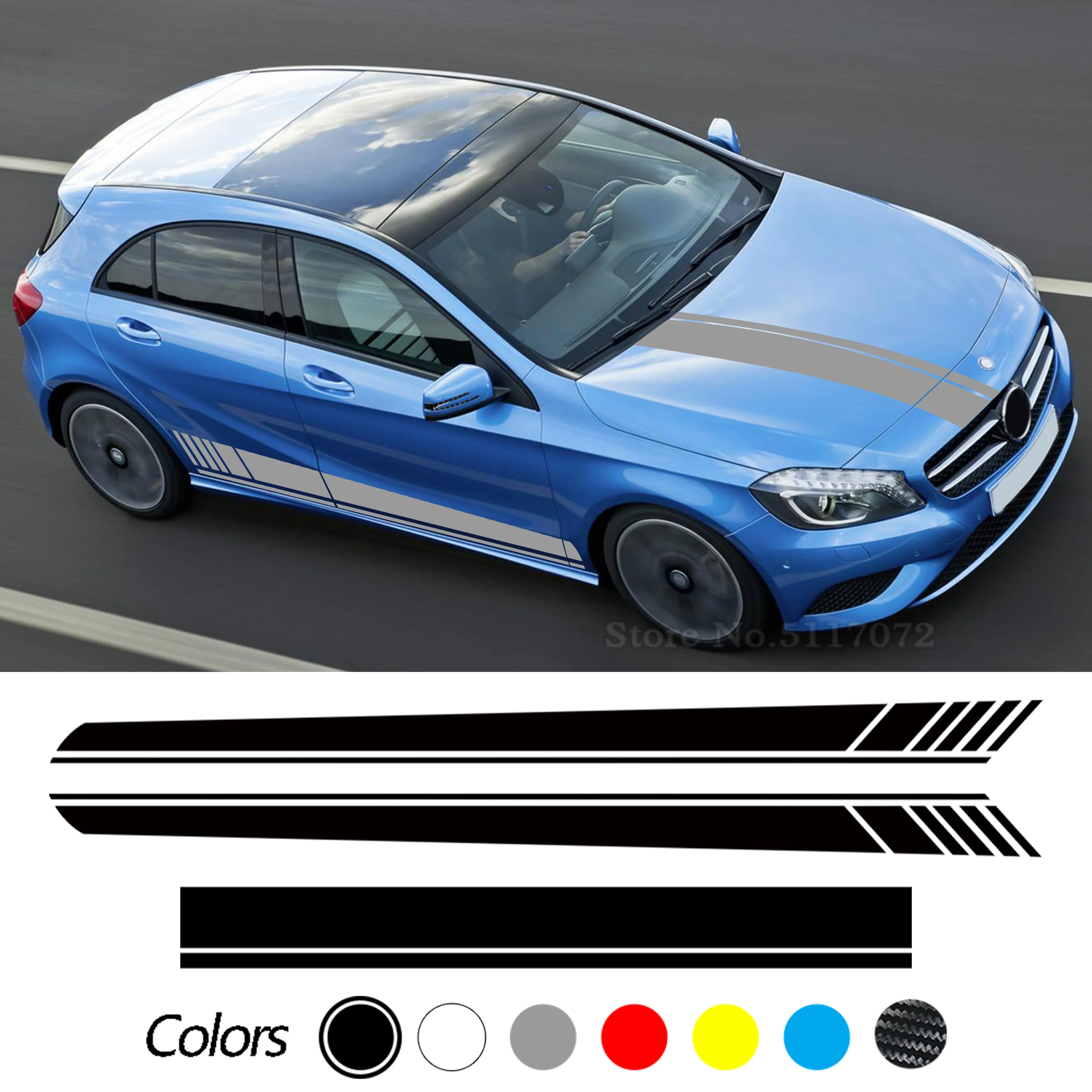 

Edition 1 Car Hood Decal Side Stripe Skirt Sticker For Mercedes Benz A Class W177 V177 A35 A45 A45s W176 Diy Accessories