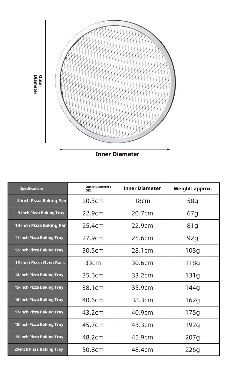 Hot 8/9/10/12/13inch Aluminum Pizza Pan Pizza Baking Screen Mesh Pizza Tray with Hole for Oven Bakeware Outdoor Barbecue Mat image 14