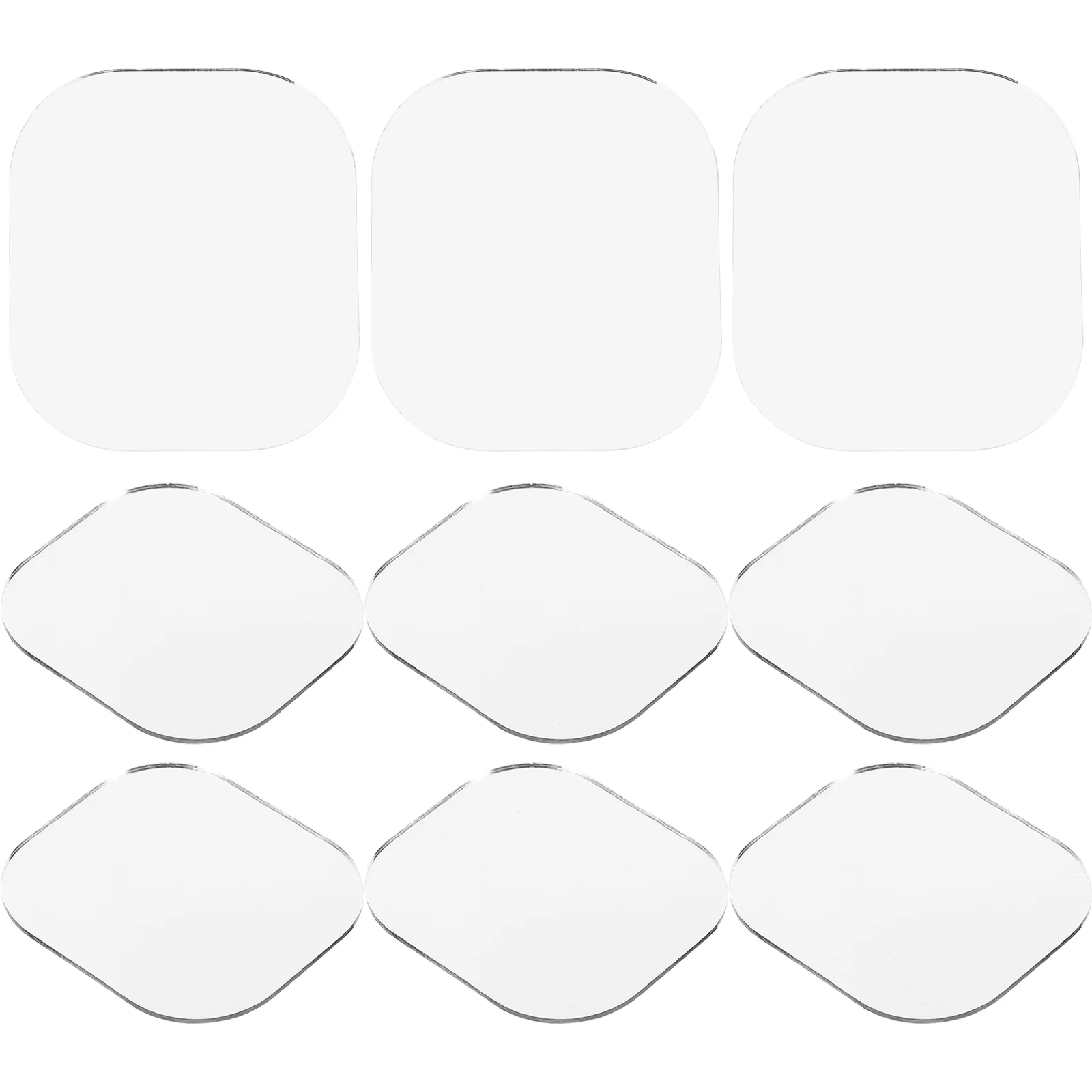 10pcs Small Mirror Sheets Accessories Craft Mirrors Makeup Glass Mirror Supplies Acrylic Square Pier Hotel Mirrors Makeup Glass