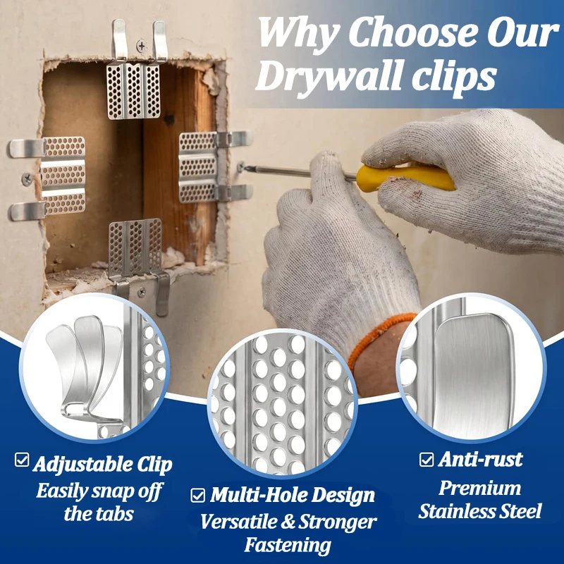 2/4/8Sets Drywall Repair Clips with Screws for 1/2 Inch Sheetrock Hole Repair DIY Wall Patch Repair Solution Kit Hardware Clamps