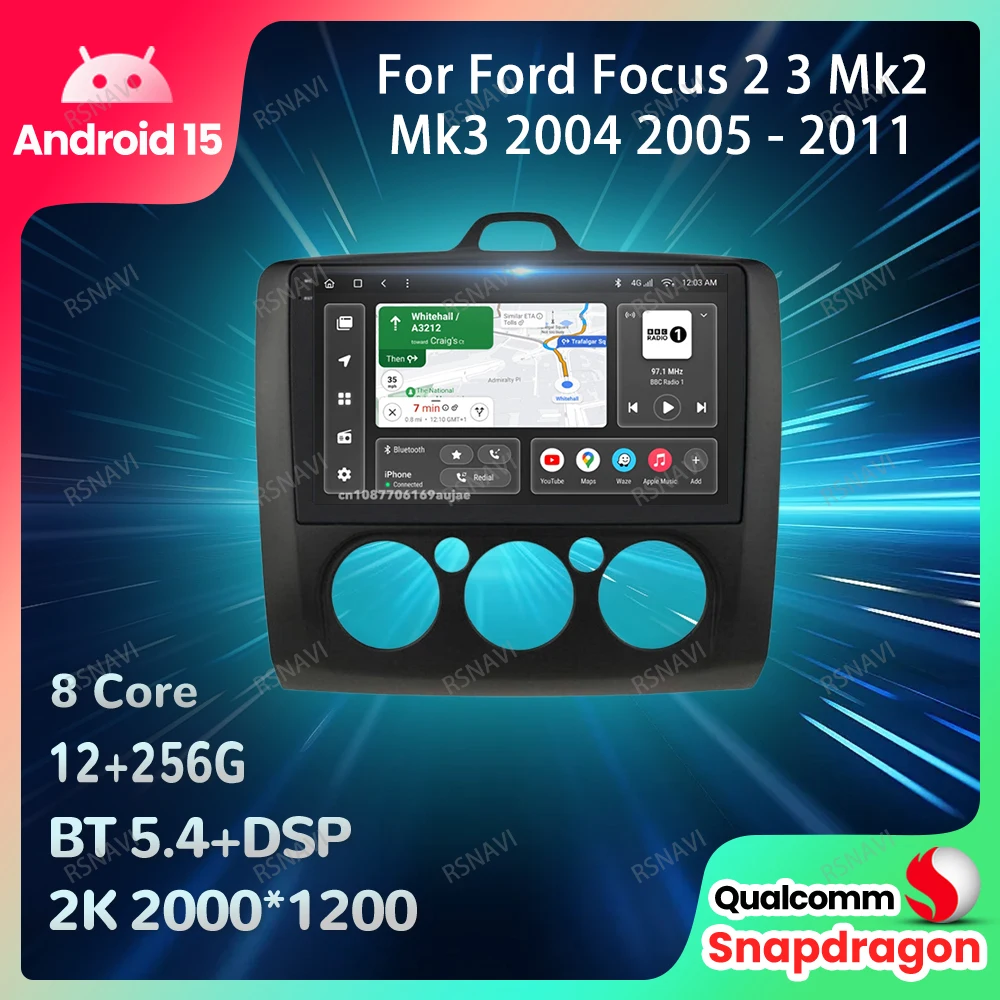 

Автомобильный радиоприемник Android 15 для Ford Focus 2 3 Mk2 Mk3 2004 2005-2011 5G WIFI навигация авторадио DVD беспроводной Carplay авто стерео
