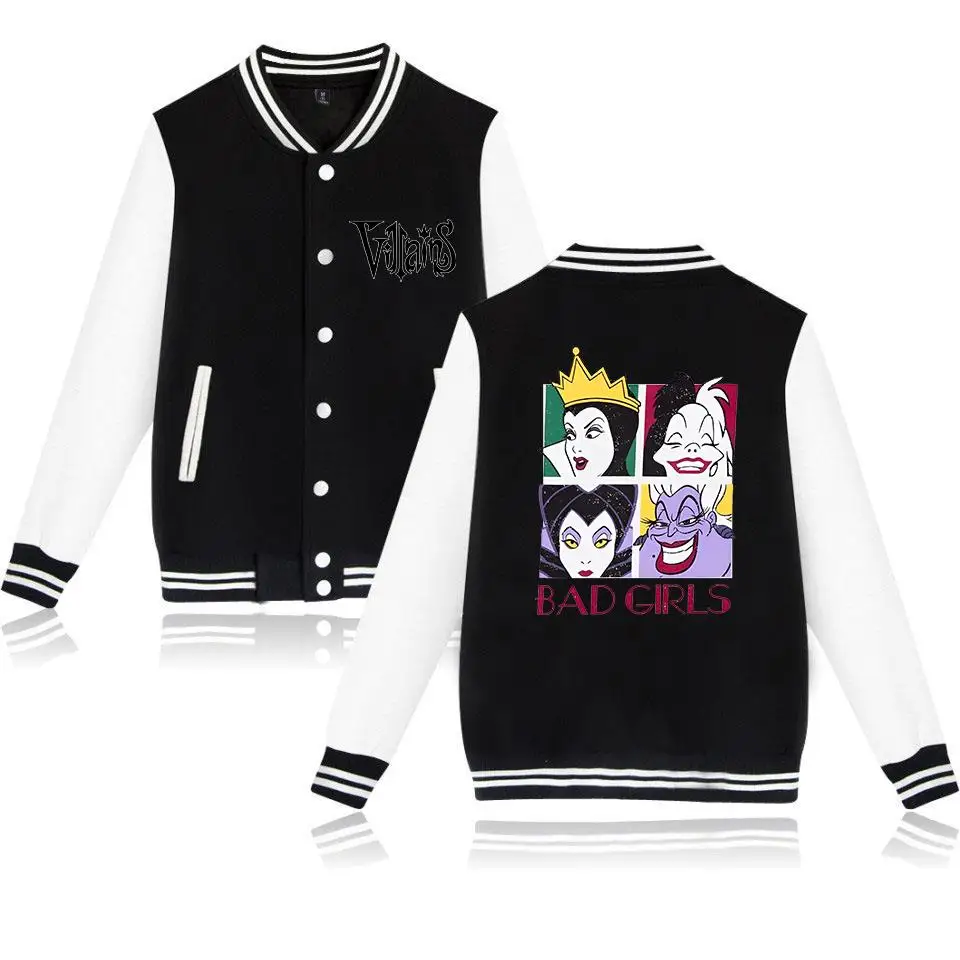 Disney Villains Baseball College Jacket Oversized Men Clothes Harajuku jacket Personality Street coats Anime Jackets Costume kid