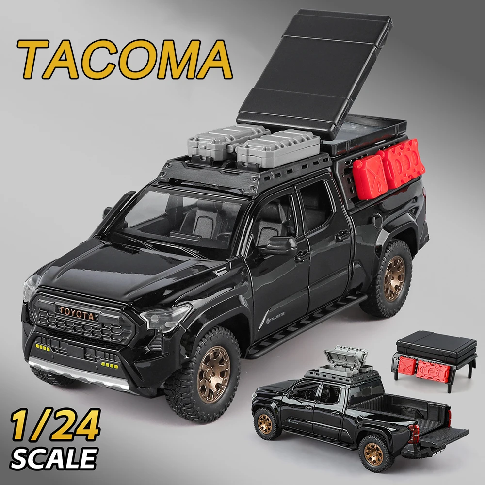 

1:24 Tacoma Land Cruiser LC80, модели автомобилей, игрушки, двери из сплава, открытые миниатюрные внедорожные легкие музыкальные транспортные средства, подарки на день рождения для детей
