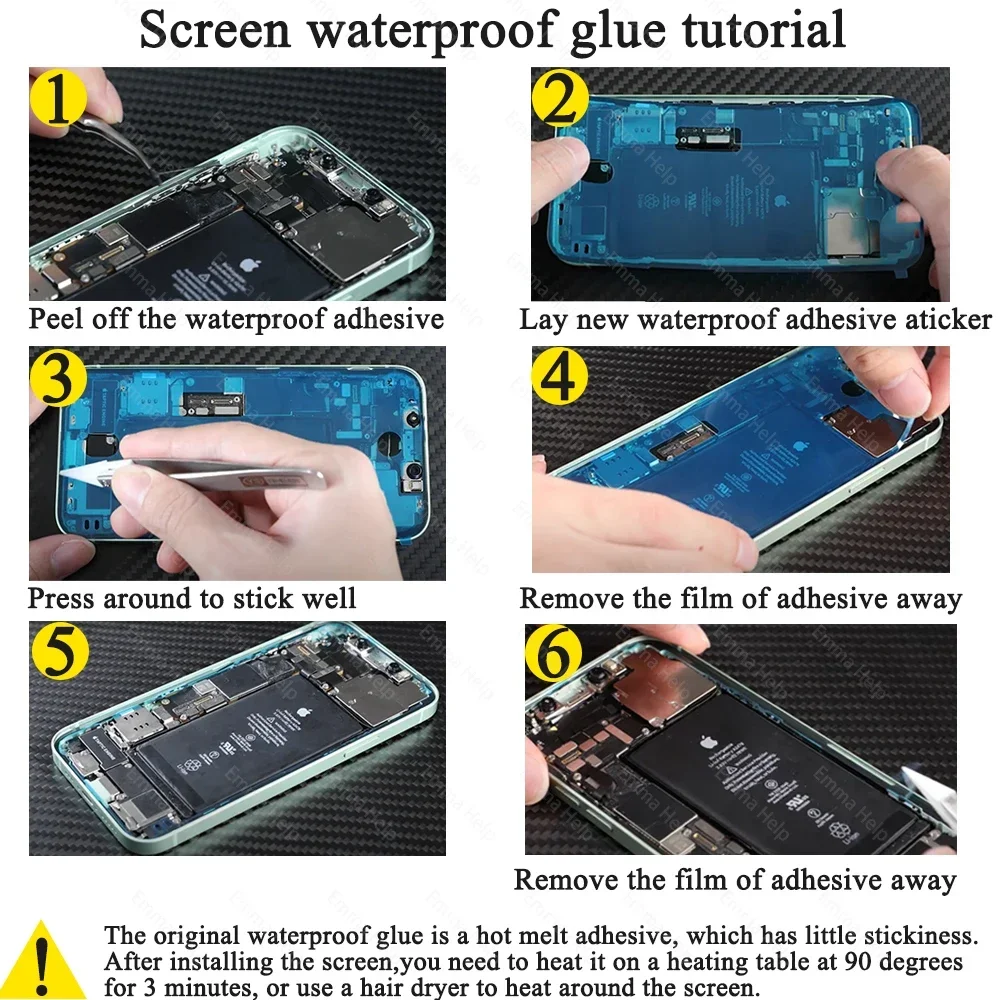 5Pcs LCD Screen Adhesive for iPhone 15 Pro Max 15Plus 14 13 3M Adhesive Waterproof Frame Seal Repair Sticker iphone Acccessories