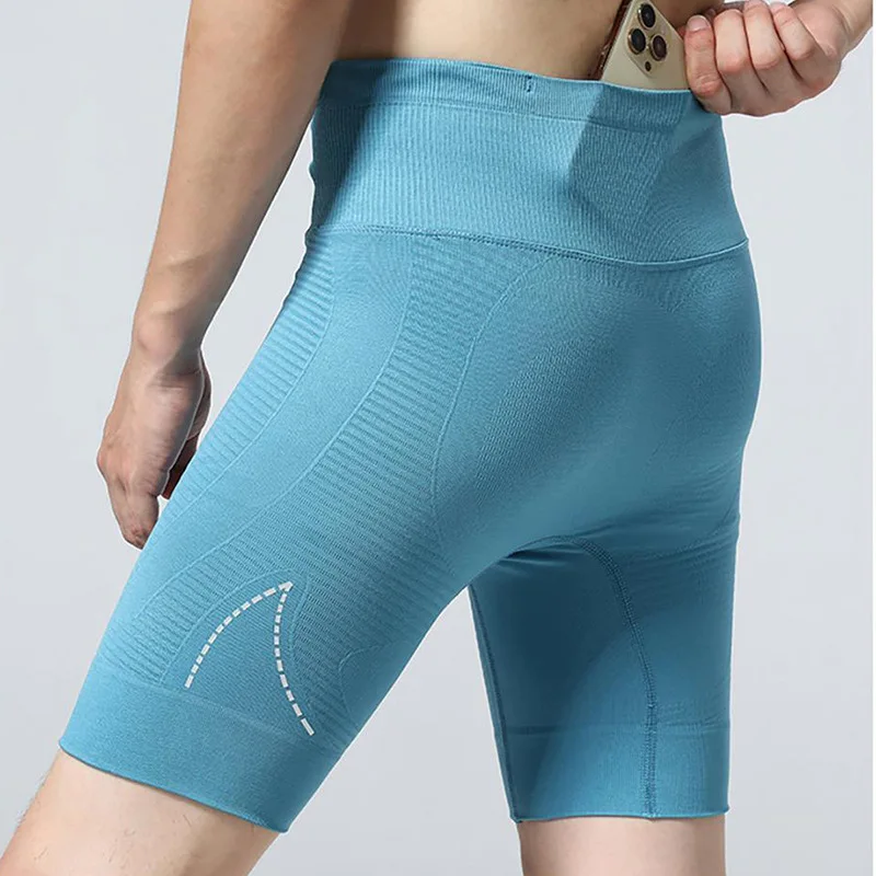 Trendy Blue Women's High Waist Running Shorts Ideal for Running, Yoga and Pilates with Built-in Liner, Tummy Control, Butt