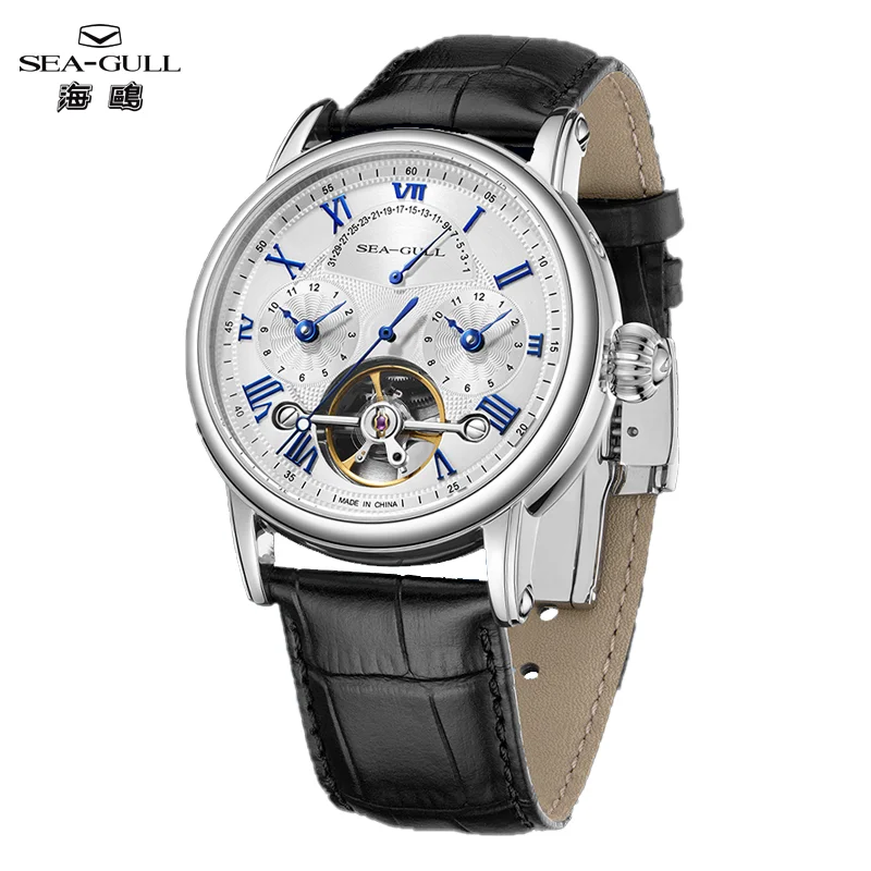 Seagull Watch Men Business Casual Dual Time Automatic Mechanical Watch Sapphire Men's Wristwatches Relogio Masculino 6195