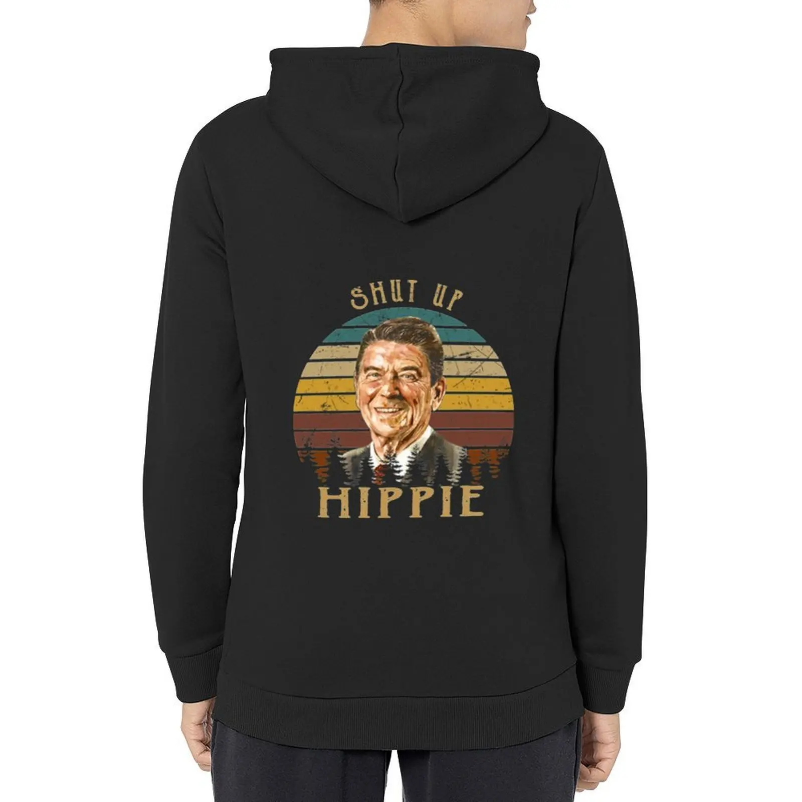 

Vintage Ronald Reagan Funny Shut Up Hippie Hoodie blouse mens clothing men's clothing men's hoodies