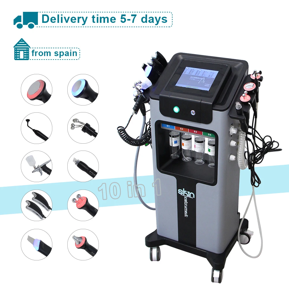 New 10 in 1 Water Oxygen Facial Machine Hydro Dermabrasion Deep Cleaning Skin Aqua Peeling Face Lifting Skin Rejuvenation