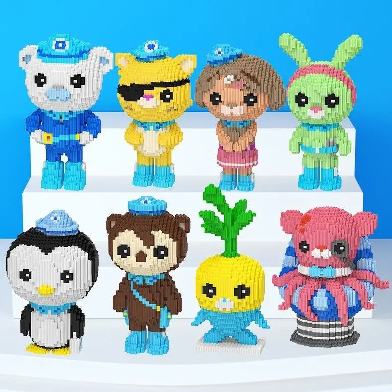 Octonauts Building Blocks Cartoon Anime Characters Stich Small Assembled Model Kawaii Educational Handmade Toys Diy Model Dolls