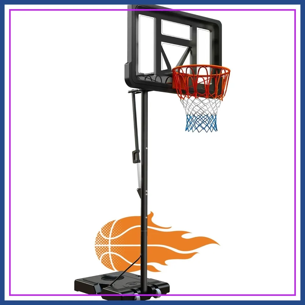 

Adjustable Portable Basketball Hoop with Fillable Base & Wheels for Backyard/Driveway
