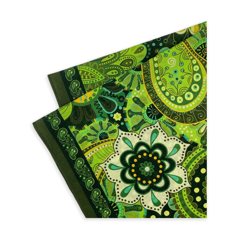 100%Cotton 55CM Olive Green Court Style Paisley Bandana Kerchief Hip Hop Hair Band  Headwear Wrist Wraps Head Square Scarves