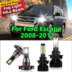 2/4Pcs LED 180W High Bright Headlight 4Side Chips 6000K Car Lights Fog Lamp For Ford Escape 2008 2009 2010 2011 2012